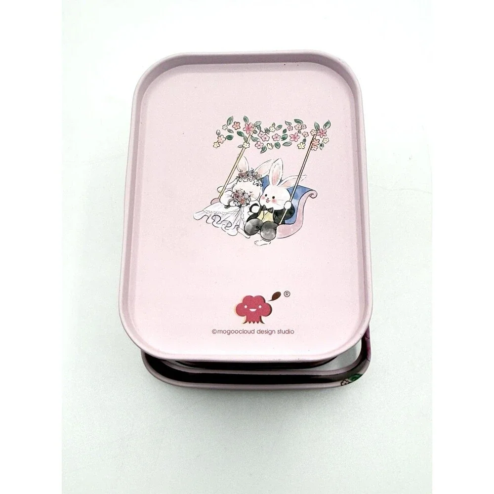 Retro Bunny Storage Tin Alice In Wonderland Case Floral‎ Mogoocloud